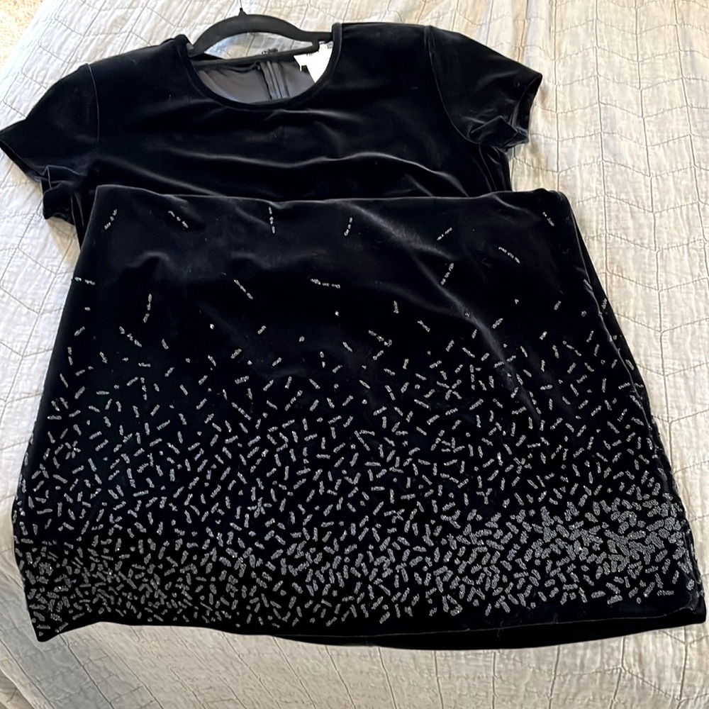 Jeffrey & Dara Black Velvet Dress With Shimmer Embellishments Vintage Size 10